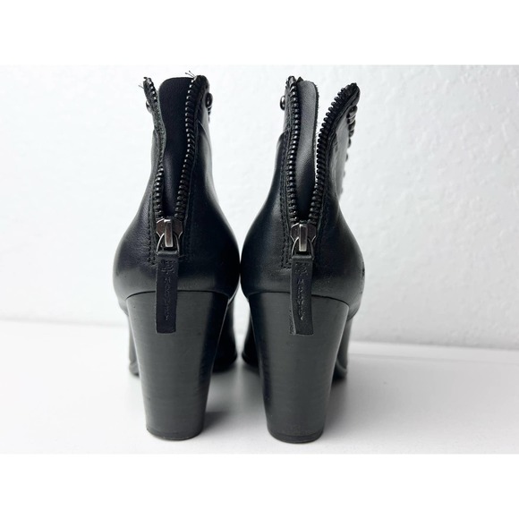 B Makowski studded boogie heels size 9 black silver leather QUINCY - Picture 3 of 8